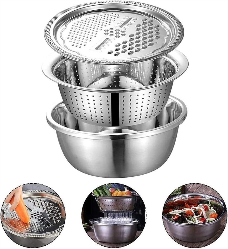 Multifunctional Stainless Steel Basin Grater -3 In 1