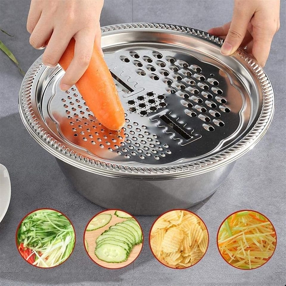 Multifunctional Stainless Steel Basin Grater -3 In 1 - Image 4