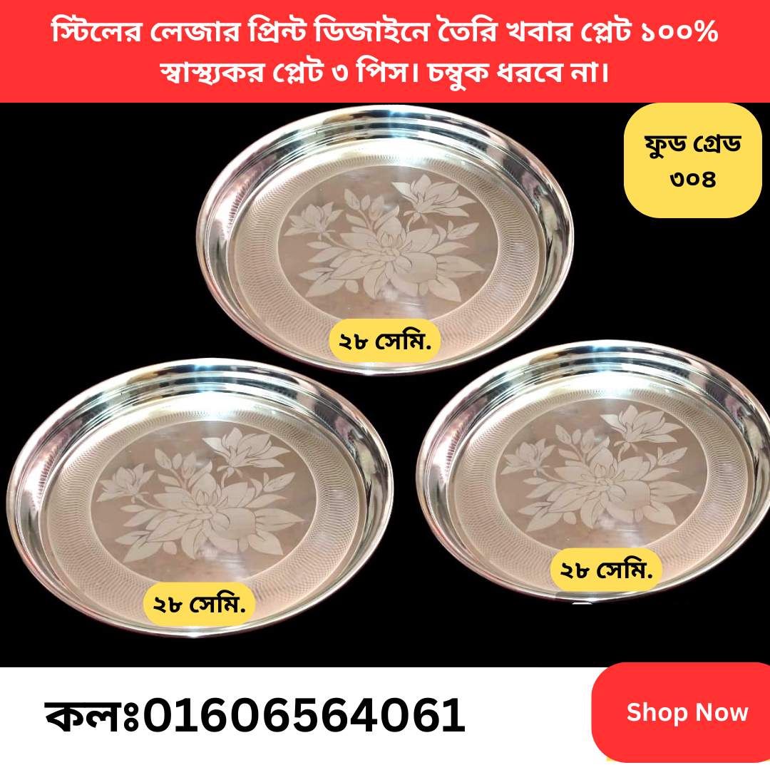 Steel 3 PCS food plate offer 28 Cm